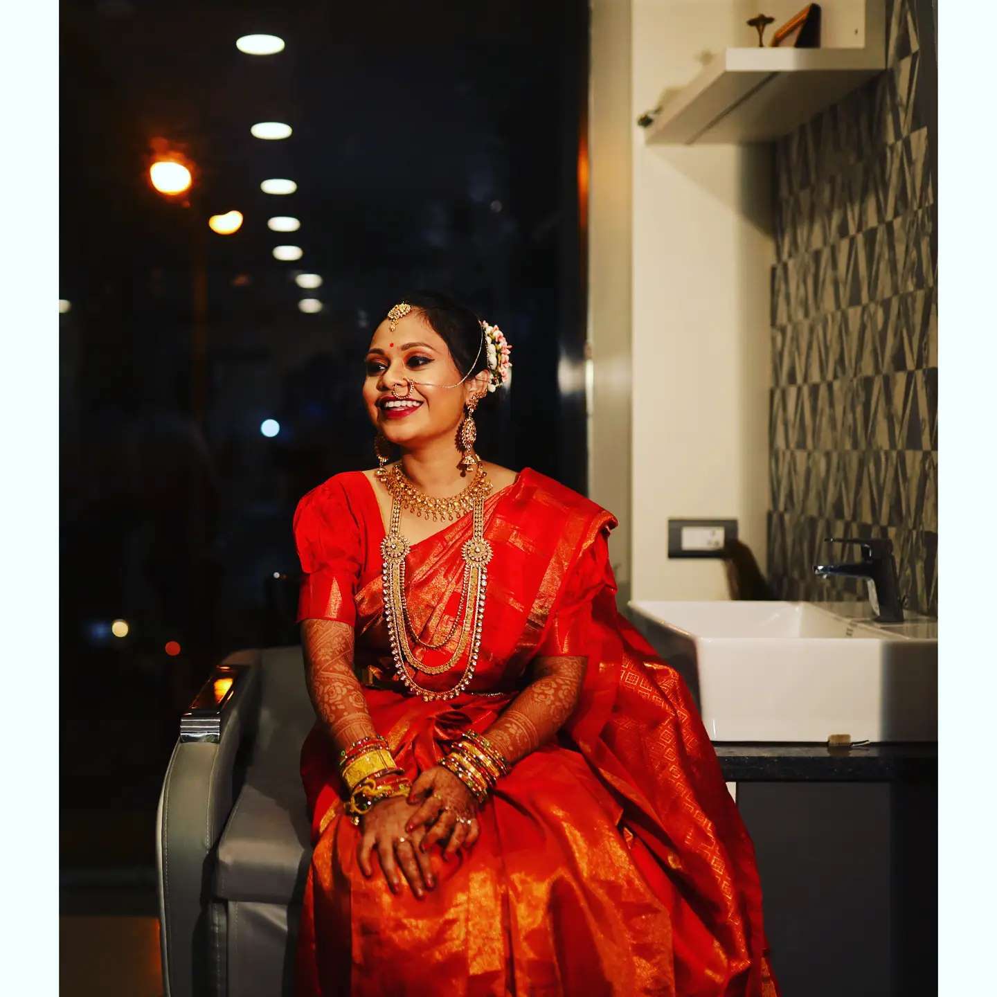 Traditional Red Bridal Look