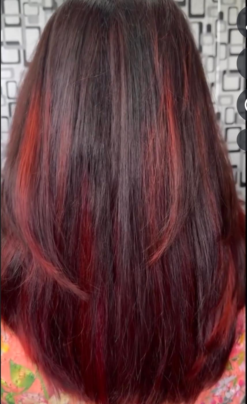 Wine Red Hair Highlights